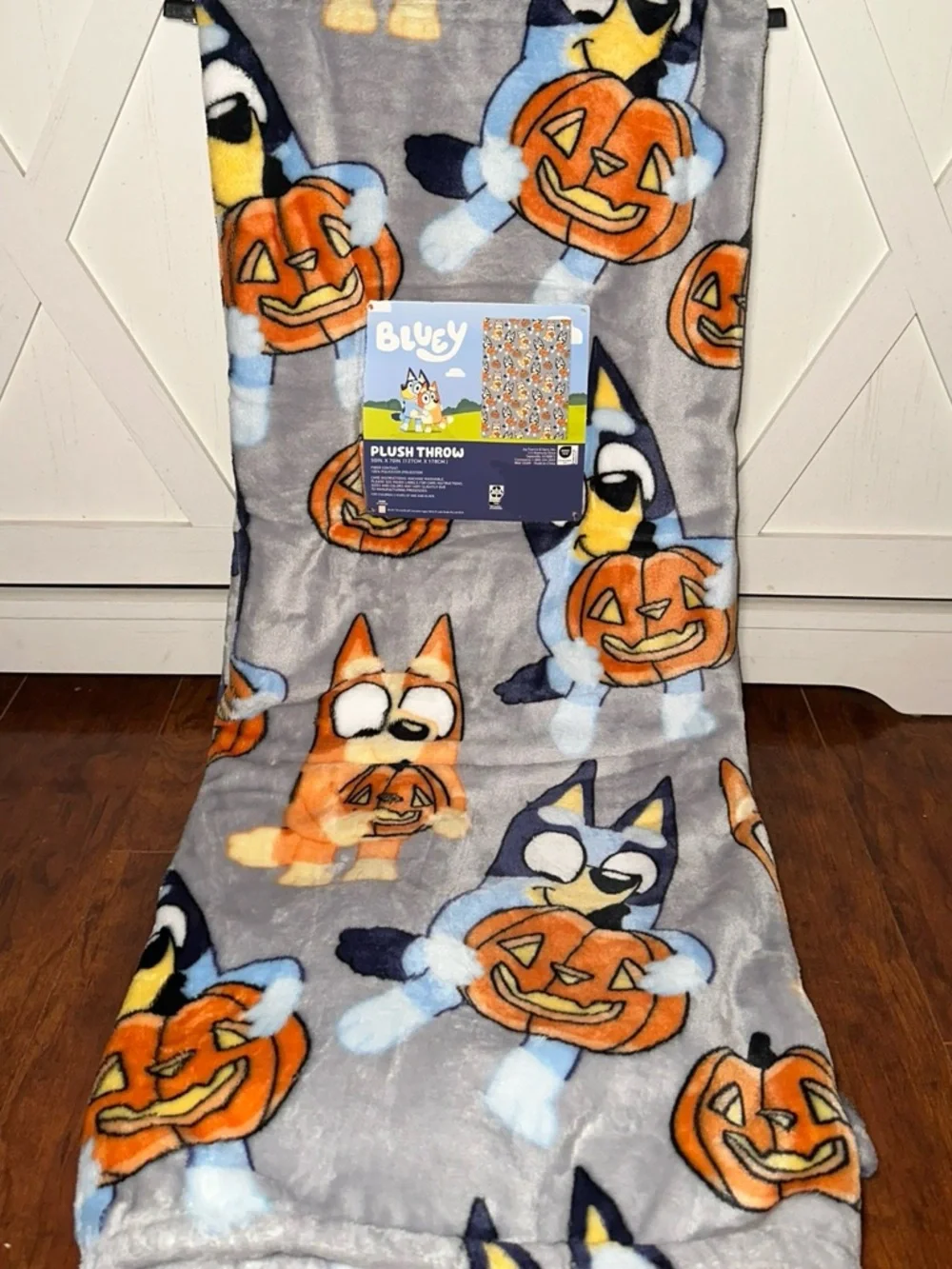 Bluey Halloween Jack O Lantern Plush Throw Blanket